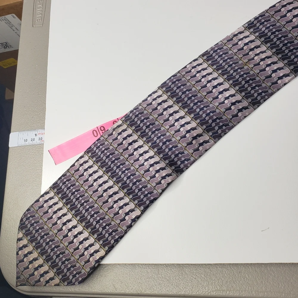Franco di Napoli Scroll Pattern Hand Made Silk Extra Long Silk Tie